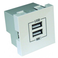Розетка USB подвійна, зарядний пристрій LOGUS, струм 2А, білий 21384 TBR