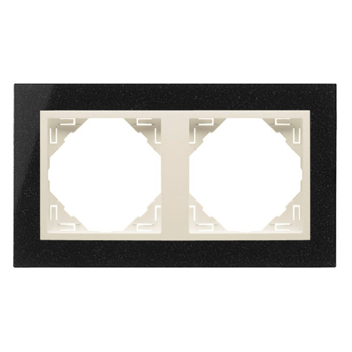 Рамка подвійна універсальна LOGUS Граніт з пласт. вставкою перламутр, 90920 TGP