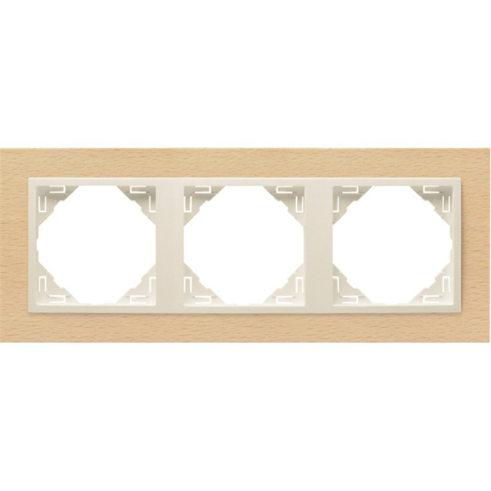 Рамка потрійна універсальна LOGUS Бук з пласт. вставкою перламутр, 90930 TFP