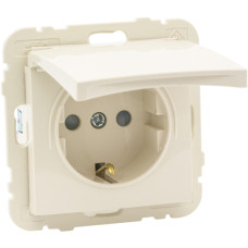 Розетка одинарна з кришкою з з/к LOGUS 16А, 250V слонова кістка	 20634 TMF