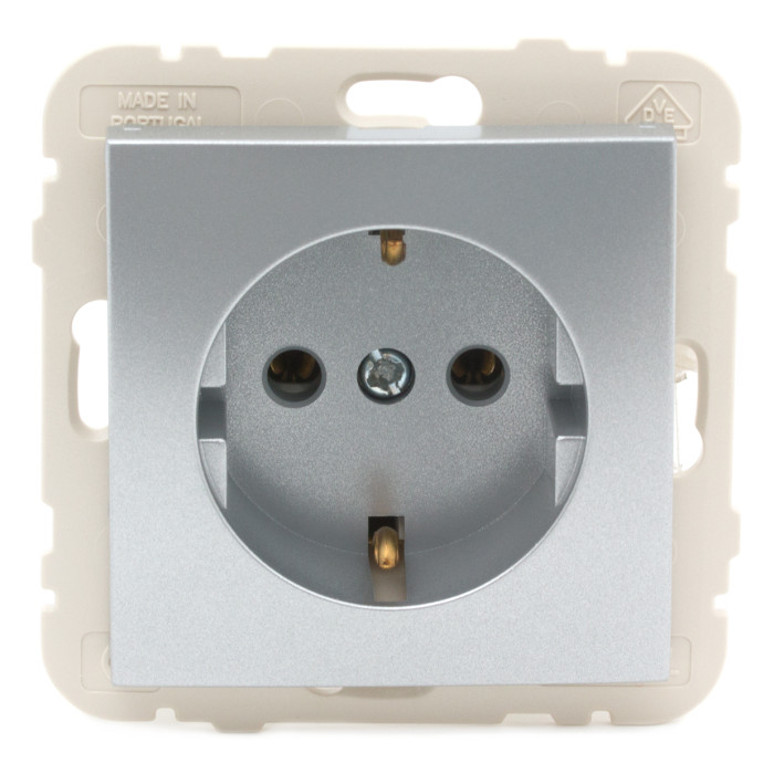 Розетка одинарна з з/к LOGUS 16А, 250V металік алюмінієвий	 21131 TAL