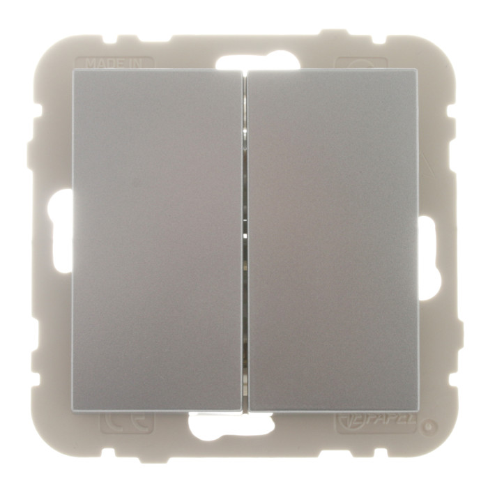 Вимикач 2кл. перехресний LOGUS 10АХ, 250V металік алюмінієвий	 21204 TAL