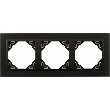 Рамка потрійна універсальна LOGUS Склокераміка чорна з пласт. чорний матовий, 90930 TEP