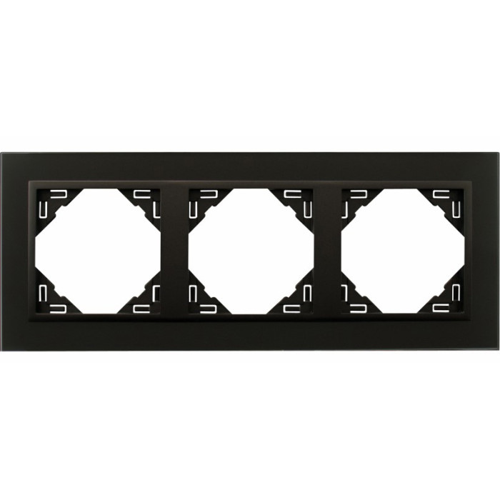 Рамка потрійна універсальна LOGUS Склокераміка чорна з пласт. чорний матовий, 90930 TEP