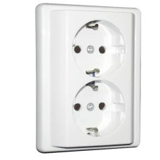 Розетка 2 з з/к Efapel Apolo 250V/16A білий глянцевий 50331 TBR