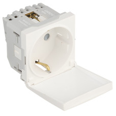 Розетка одинарна з кришкою з заземленням EFAPEL QUADRO 2 MOD 16А, 250V, білий глянцевий, 45128 SBR