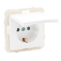 Розетка одинарна з кришкою з з/к LOGUS 16А, 250V білий 	20634 TBR