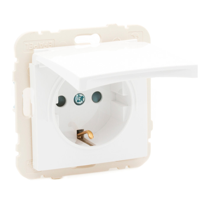 Розетка одинарна з кришкою з з/к LOGUS 16А, 250V білий 	20634 TBR