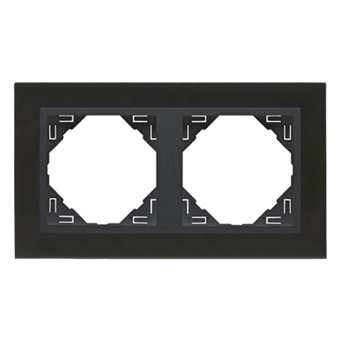 Рамка подвійна універсальна LOGUS Нікель з пласт. вставкою графіт, 90920 TQS