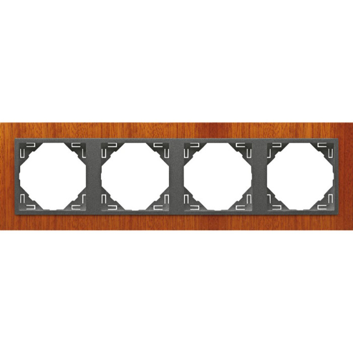 Рамка 4-кратна універсальна LOGUS Махонь з пласт. вставкою графіт, 90940 TMS