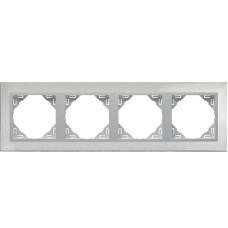 Рамка 4-кратна універсальна LOGUS Сталь з пласт. вставкою алюміній, 90940 TIA