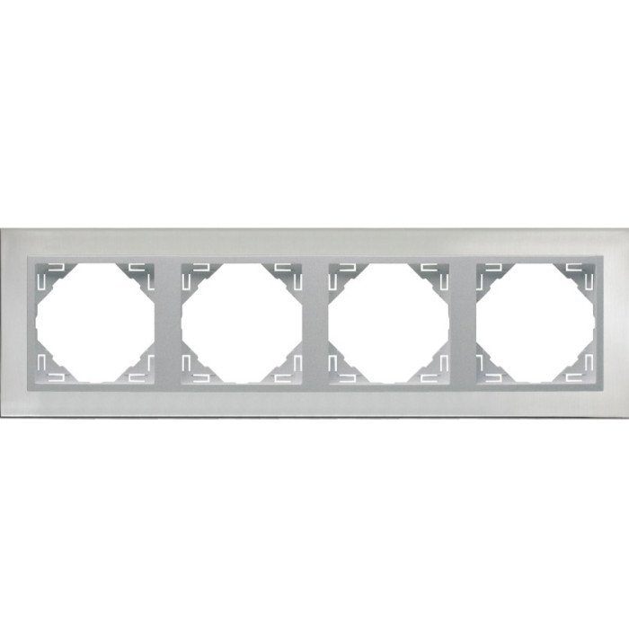 Рамка 4-кратна універсальна LOGUS Сталь з пласт. вставкою алюміній, 90940 TIA
