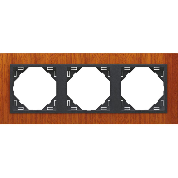 Рамка потрійна універсальна LOGUS Махонь з пласт. вставкою графіт, 90930 TMS