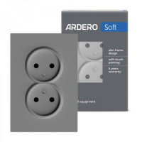Розетка подвійна Ardero ER112-G Soft 16А без заземлення сіра