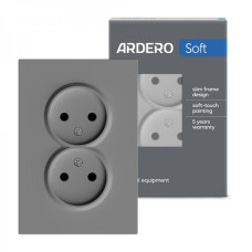 Розетка подвійна Ardero ER112-G Soft 16А без заземлення сіра