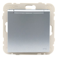 Розетка одинарна з кришкою з з/к LOGUS 16А, 250V металік алюмінієвий	 20634 TAL