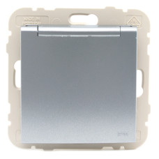 Розетка одинарна з кришкою з з/к LOGUS 16А, 250V металік алюмінієвий	 20634 TAL