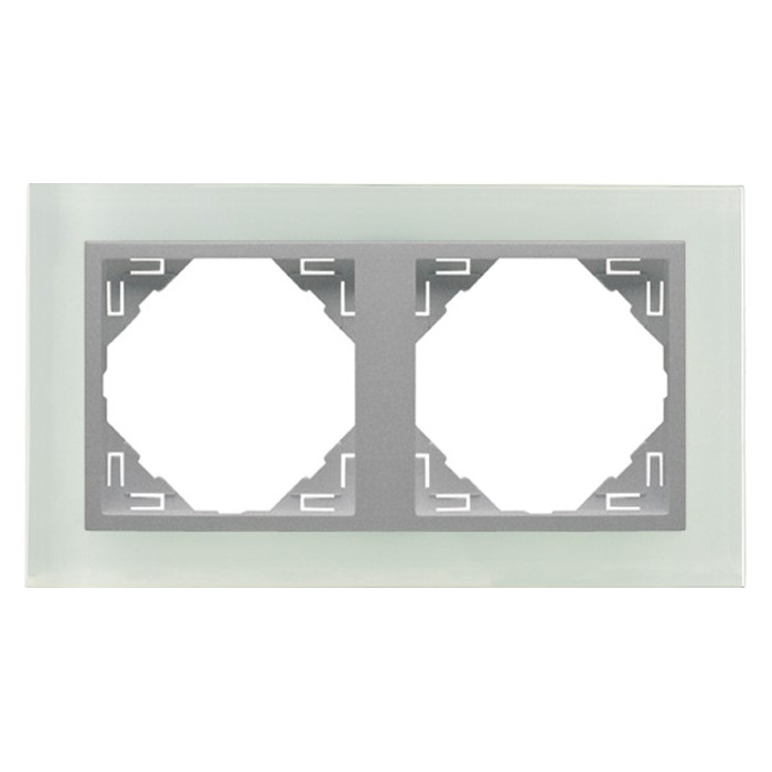 Рамка подвійна універсальна LOGUS Склокераміка з пласт. вставкою алюміній, 90920 TCA