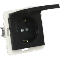 Розетка одинарна з кришкою з з/к  LOGUS 16А, 250V чорний матовий	 20634 TPM