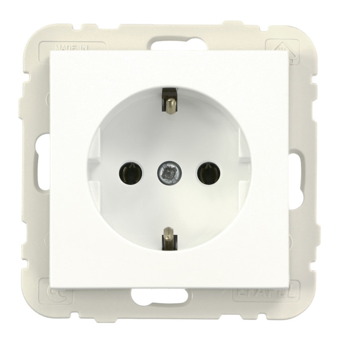 Розетка одинарна з з/к LOGUS 16А, 250V білий	 21131 TBR