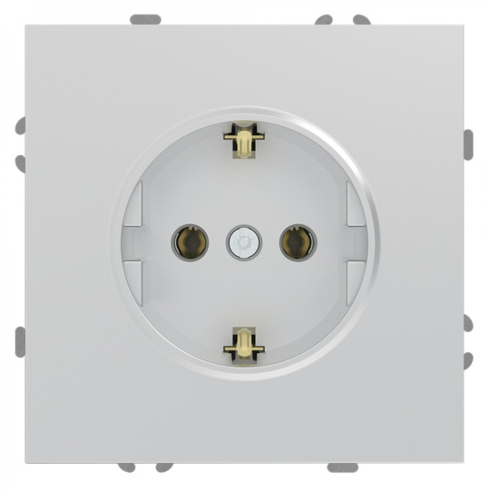Розетка Ardero ER121-S Soft 16А із заземленням срібна