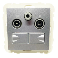 Розетка мультимедійна R-TV-SAT-2xRJ45 (Cat.6) подвійна, металік алюмінієвий	 21546 TAL