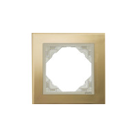 Рамка одинарна універсальна LOGUS Золото з пласт. вставкою перламутр, 90910 TOP