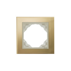 Рамка одинарна універсальна LOGUS Золото з пласт. вставкою перламутр, 90910 TOP