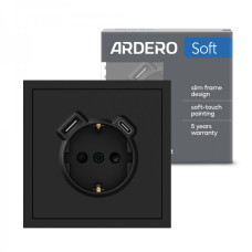 Розетка з додатковими виходами USB/Type-C Ardero ER123USB-B Soft 18W/20W із заземленням чорна