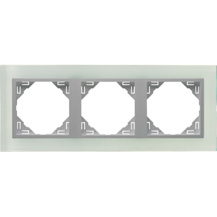 Рамка потрійна універсальна LOGUS Склокераміка з пласт. вставкою алюміній, 90930 TCA