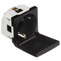 Розетка одинарна з кришкою з заземленням EFAPEL QUADRO 2 MOD 16А, 250V, чорний матовий, 45128 SPM