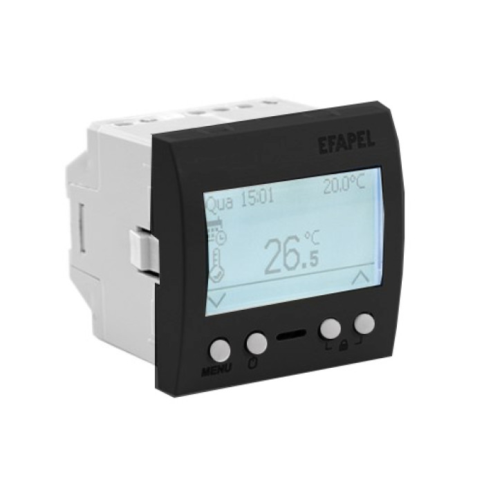 Програмований хронотермостат для теплої підлоги EFAPEL QUADRO 2 MOD 16А, 250V, чорний матовий, 45235 SPM