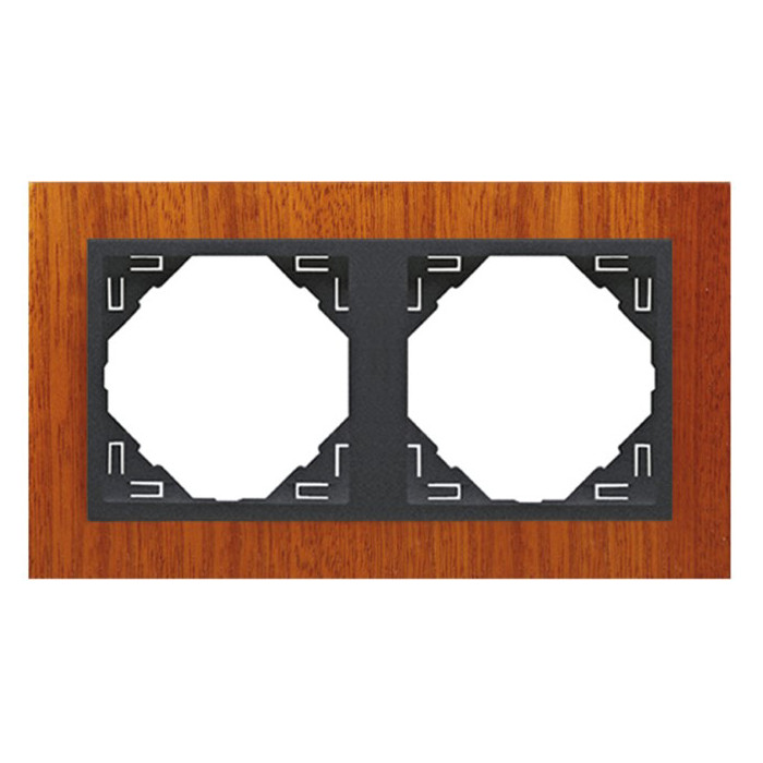 Рамка подвійна універсальна LOGUS Махонь з пласт. вставкою графіт, 90920 TMS