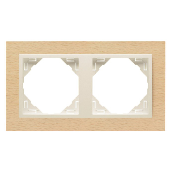 Рамка подвійна універсальна LOGUS Бук з пласт. вставкою перламутр, 90920 TFP