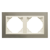 Рамка подвійна універсальна LOGUS Титан з пласт. вставкою перламутр, 90920 TTP