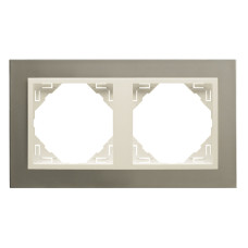 Рамка подвійна універсальна LOGUS Титан з пласт. вставкою перламутр, 90920 TTP
