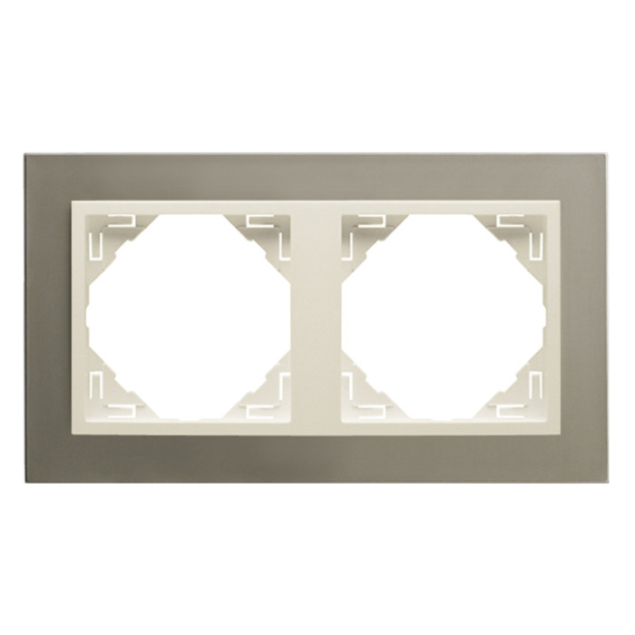 Рамка подвійна універсальна LOGUS Титан з пласт. вставкою перламутр, 90920 TTP