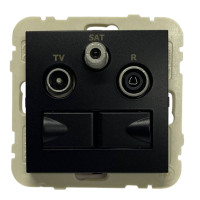 Розетка мультимедійна R-TV-SAT-2xRJ45 (Cat.6) подвійна, чорний матовий    	21546 TPM