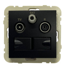 Розетка мультимедійна R-TV-SAT-2xRJ45 (Cat.6) подвійна, чорний матовий    	21546 TPM