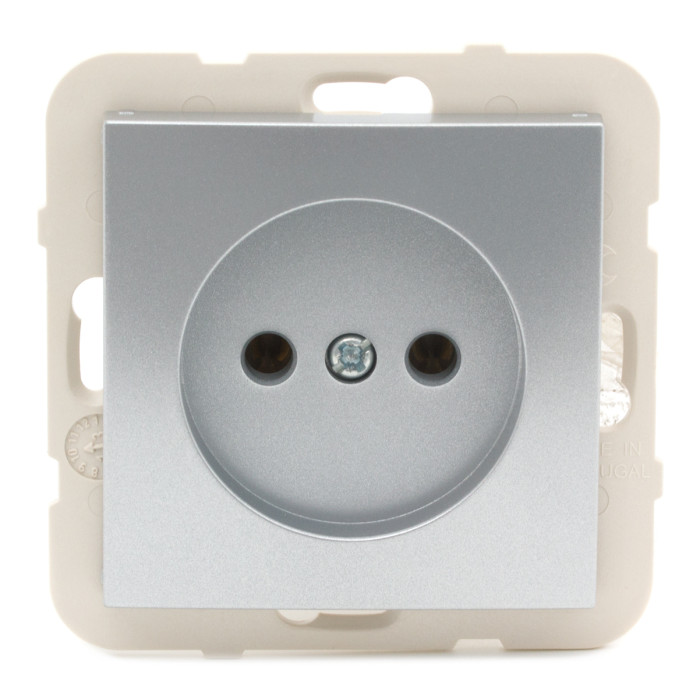 Розетка одинарна без з/к LOGUS 16А, 250V, металік алюмінієвий 	21121 TAL