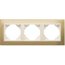 Рамка потрійна універсальна LOGUS Золото з пласт. вставкою перламутр, 90930 TOP