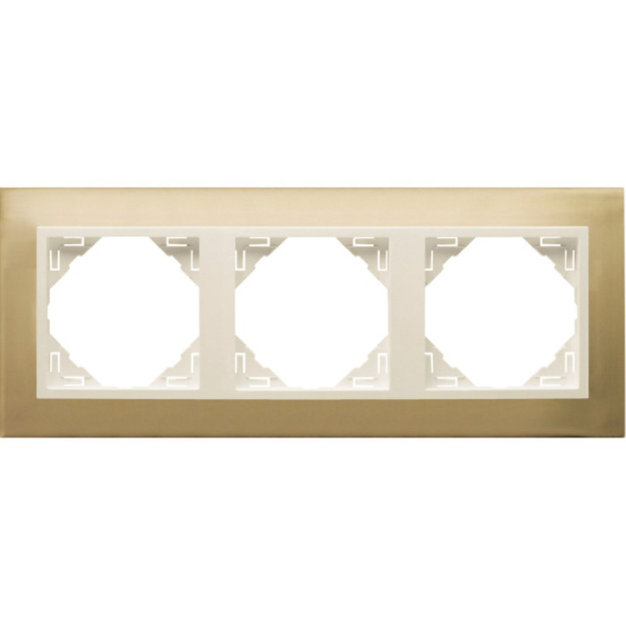 Рамка потрійна універсальна LOGUS Золото з пласт. вставкою перламутр, 90930 TOP