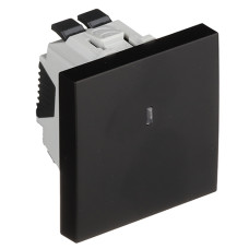 Вимикач одноклавішний з підсвіткою EFAPEL QUADRO 2 MOD 10АХ, 250V, чорний матовий, 45012 SPM