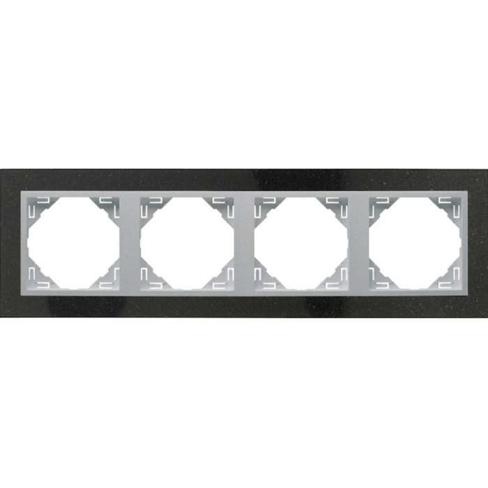 Рамка 4-кратна універсальна LOGUS Граніт з пласт. вставкою алюміній, 90940 TGA