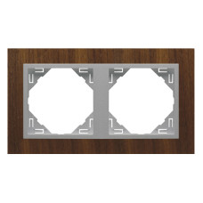 Рамка подвійна універсальна LOGUS Горіх з пласт. вставкою алюміній, 90920 TNA