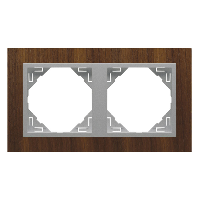 Рамка подвійна універсальна LOGUS Горіх з пласт. вставкою алюміній, 90920 TNA