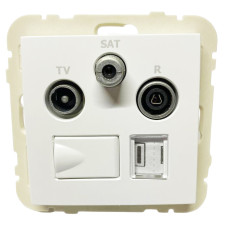 Розетка мультимедійна R-TV-SAT-RJ45 (Cat.6), біла	  21544 TBR