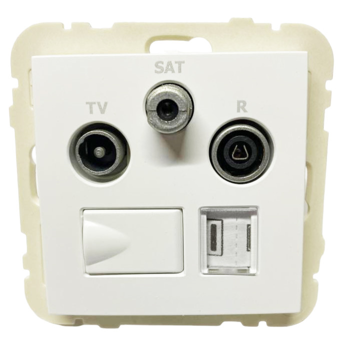 Розетка мультимедійна R-TV-SAT-RJ45 (Cat.6), біла	  21544 TBR