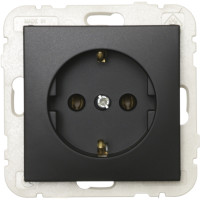 Розетка одинарна з з/к LOGUS 16А, 250V чорний матовий	 21131 TPM