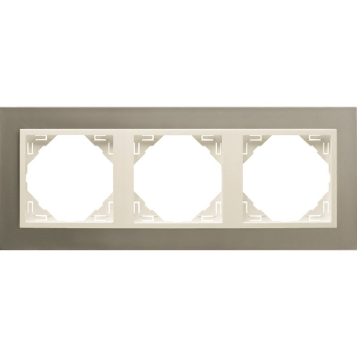 Рамка потрійна універсальна LOGUS Титан з пласт. вставкою перламутр, 90930 TTP